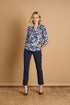 Emreco 3/4 Sleeve Grey Leaf Print Mandarin Blouse – 026102EW